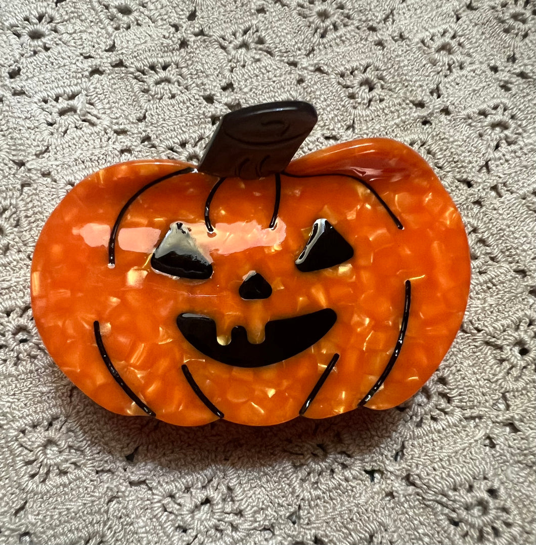 Pumpkin Acetate Claw Clip, Halloween Hair Clip