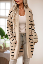 Load image into Gallery viewer, Striped Open Neck  Pockets  Cardigan