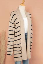 Load image into Gallery viewer, Striped Open Neck  Pockets  Cardigan