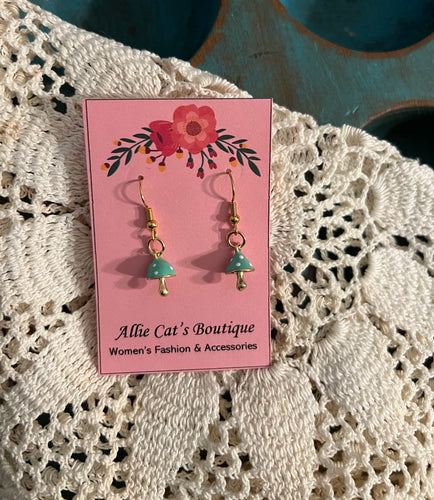 Mint mushroom earrings