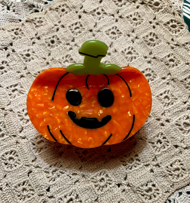 Pumpkin Acetate Claw Clip, Halloween Hair Clip