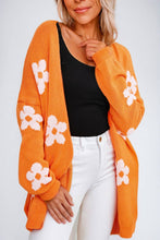 Load image into Gallery viewer, Orange Floral Print Open Front Cardigan