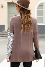 Load image into Gallery viewer, Leopard Colorblock Textured Knit Patchwork Top