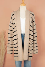 Load image into Gallery viewer, Striped Open Neck  Pockets  Cardigan